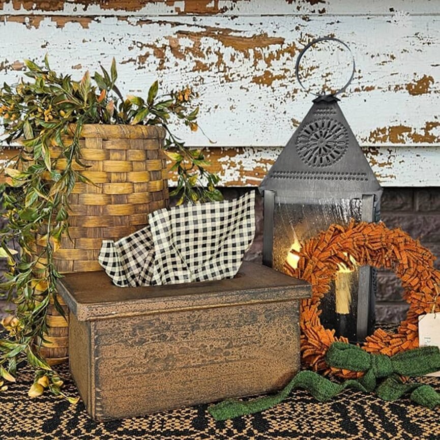 Tissue Box Wooden Distressed - 12" x 5.75" x 7.25"