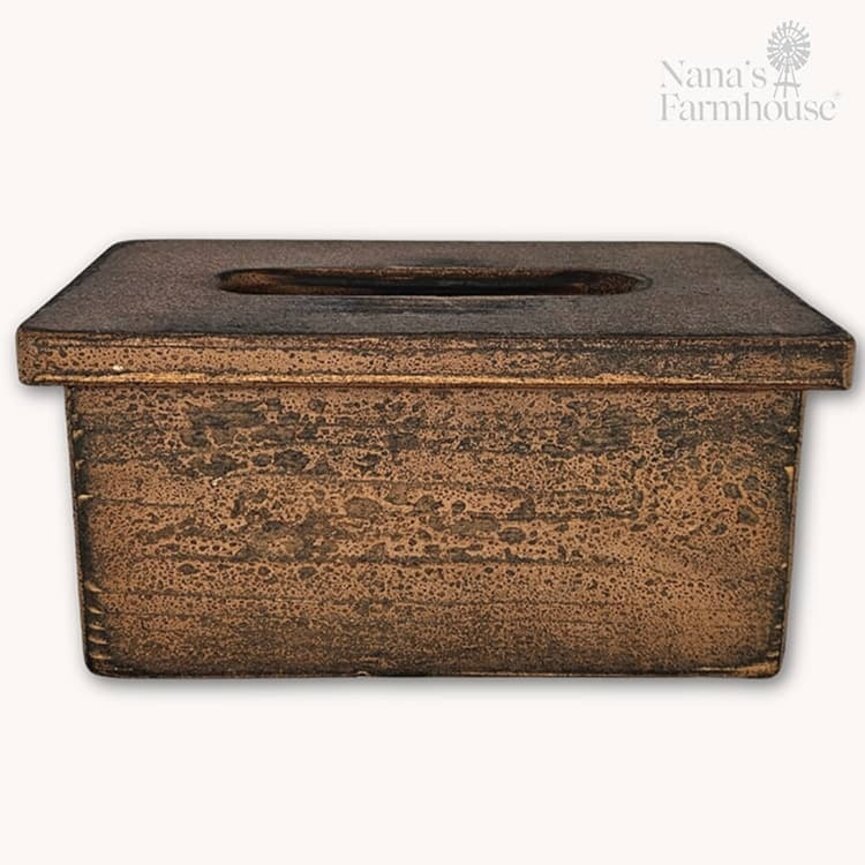 Tissue Box Wooden Distressed - 12" x 5.75" x 7.25"