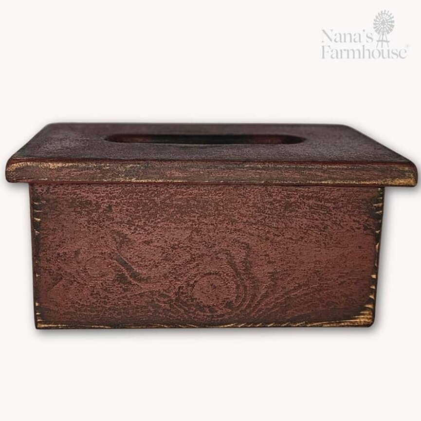 Tissue Box Wooden Distressed - 12" x 5.75" x 7.25"