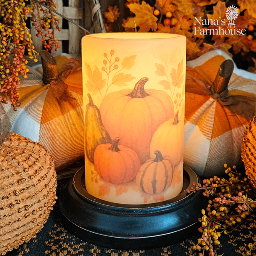 Fall Pumpkins & Gourds Candle Sleeve - Antique Vanilla