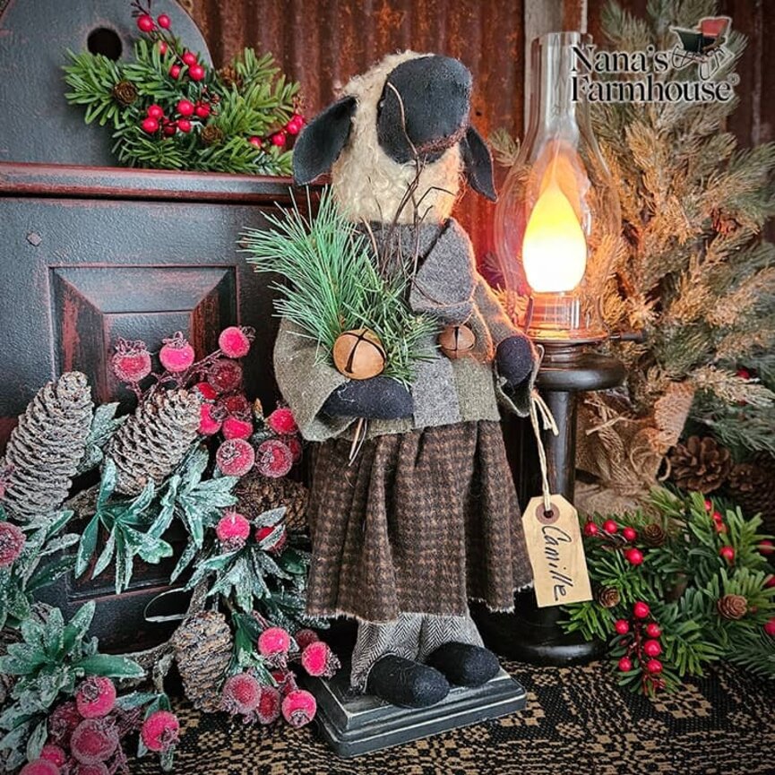 Camille Sheep Girl with Greenery - 16"