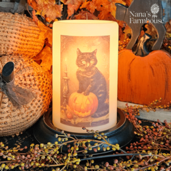 Halloween Black Cat Candle Sleeve - Antique Vanilla