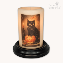 Halloween Black Cat Candle Sleeve - Antique Vanilla