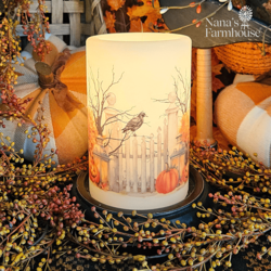 Garden Gate Halloween Candle Sleeve - Vanilla
