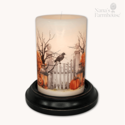 Garden Gate Halloween Candle Sleeve - Vanilla