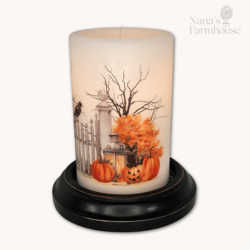 Garden Gate Halloween Candle Sleeve - Vanilla