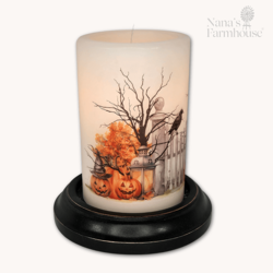 Garden Gate Halloween Candle Sleeve - Vanilla