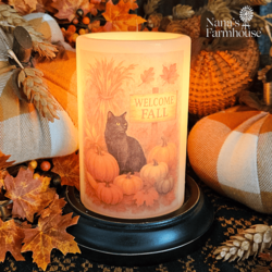 Autumn Welcome Cat Candle Sleeve - Antique Vanilla