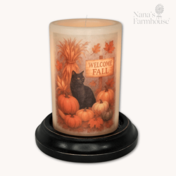 Autumn Welcome Cat Candle Sleeve - Antique Vanilla