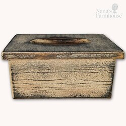 Tissue Box Wooden Distressed - 12" x 5.75" x 7.25"
