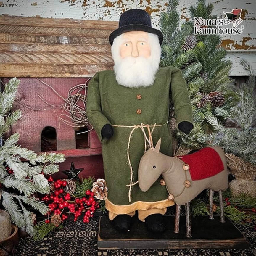 Santa Green Coat with Top Hat & Reindeer - 18"