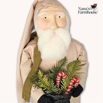 Santa with Candy Canes & Greenery