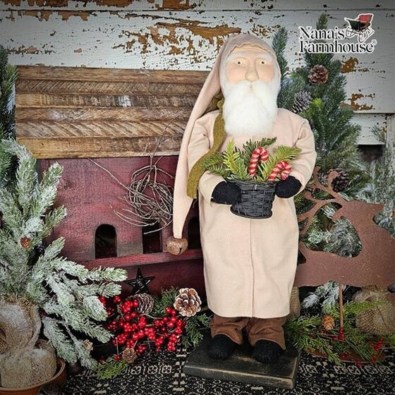 Santa with Candy Canes & Greenery