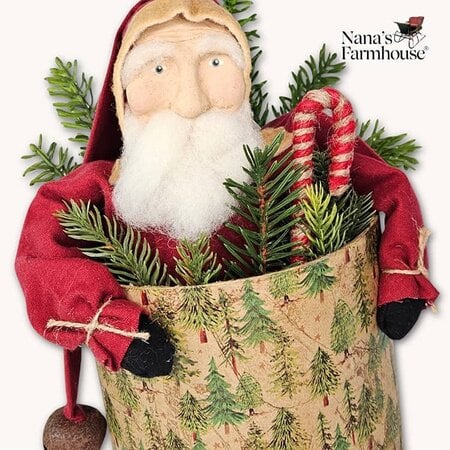 Santa In Christmas Box Holding Candy Cane