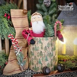Santa In Christmas Box Holding Candy Cane - 13"