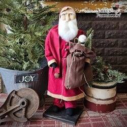 Santa Red Robe Red Cap with Snowman & Bottle Brush Tree In Bag - 23"