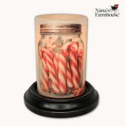 Candy Cane Jar Candle Sleeve - Antique Vanilla