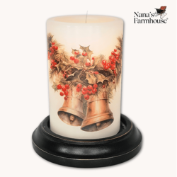 Vintage Christmas Swag Candle Sleeve - Vanilla