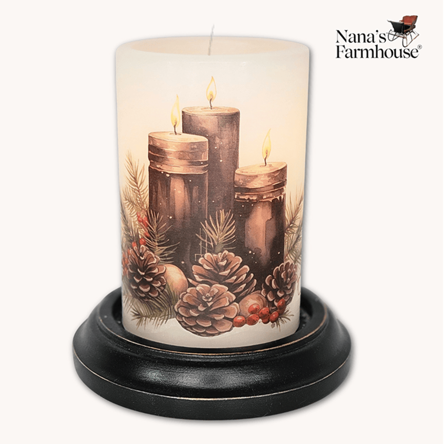 Black Triple Candles Candle Sleeve Vanilla