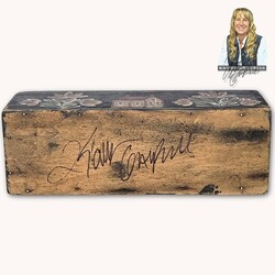 Kathy Graybill Hand Painted Antique Slide Lid Box Floral & Saltbox House - 9.5" Long