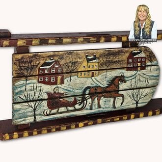 Antique Sleigh Santa Horse & Saltbox Houses