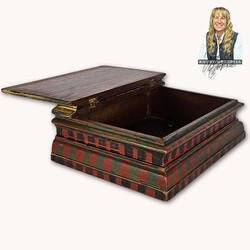 Kathy Graybill Eagles Hand Painted Antique Black Box - 10.5" x 8" x 4"