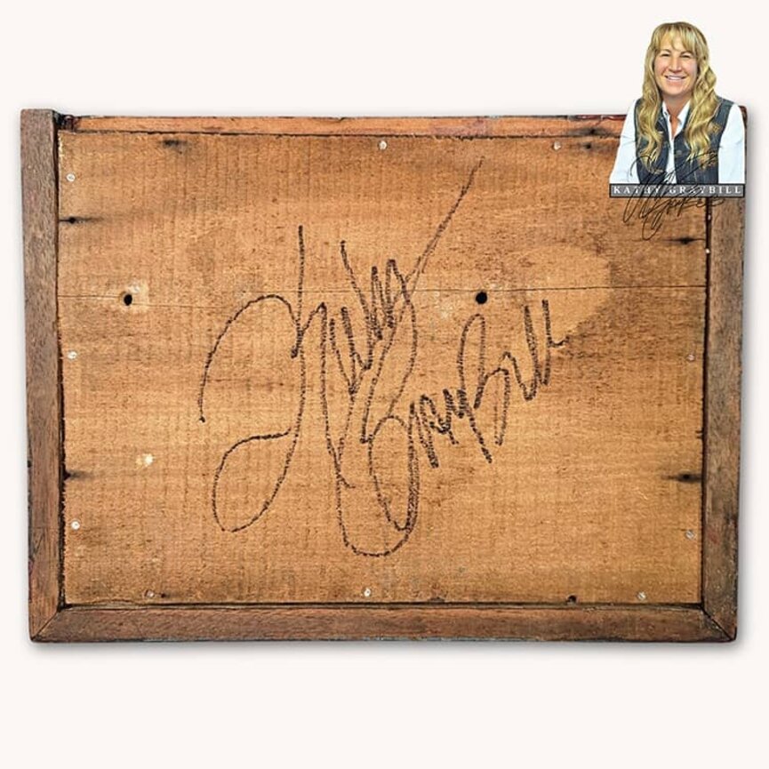 Kathy Graybill Eagles Hand Painted Antique Black Box - 10.5" x 8" x 4"