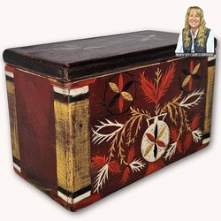 Kathy Graybill Hand Painted Antique Pinwheel Red Box - 11" x 7" x 5.25"