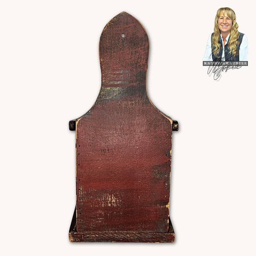 Kathy Graybill Hand Painted Antique Red Salt Box - 10" x 5" x 5"