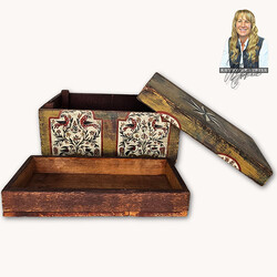 Kathy Graybill Hand Painted Antique Rickert Mustard Box - 7" x 12.5" x 6.75"