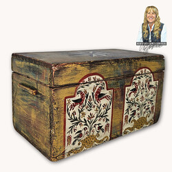 Kathy Graybill Hand Painted Antique Rickert Mustard Box - 7" x 12.5" x 6.75"