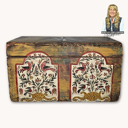Kathy Graybill Hand Painted Antique Rickert Mustard Box - 7" x 12.5" x 6.75"