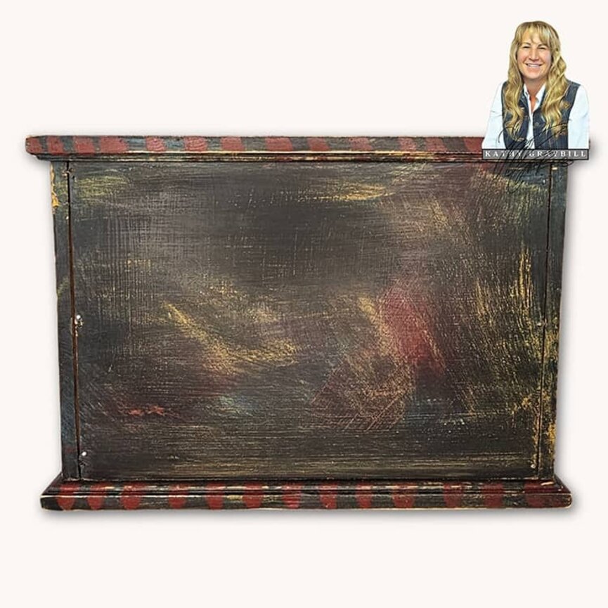Kathy Graybill Hand Painted Antique Wooden Box W/Four Drawers Toile Style - 15.5" W x 11" T x 6.5" D