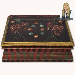 Kathy Graybill Eagles Hand Painted Antique Black Box - 10.5" x 8" x 4"