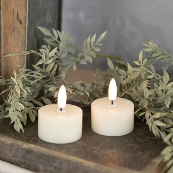 Cream 3D Flame Tealight Candles - Set of 2