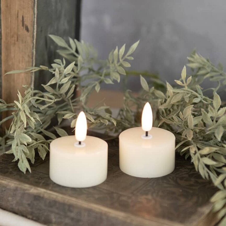 Cream 3D Flame Tealight Set of 2 Candles - 1.75" x 2"