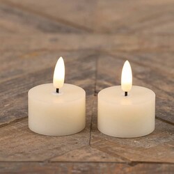 Cream 3D Flame Tealight Set of 2 Candles - 1.75" x 2"