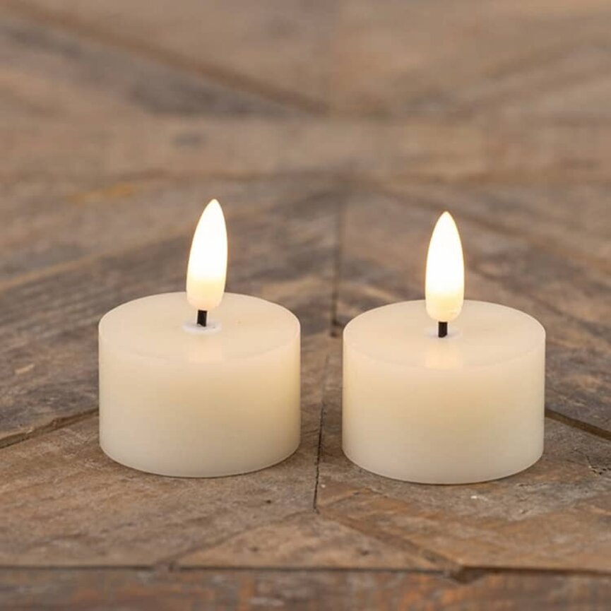Cream 3D Flame Tealight Set of 2 Candles - 1.75" x 2"