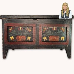 Kathy Graybill Hand Painted Black Antique Mini Chest - 25.5" x 12" x L 16"