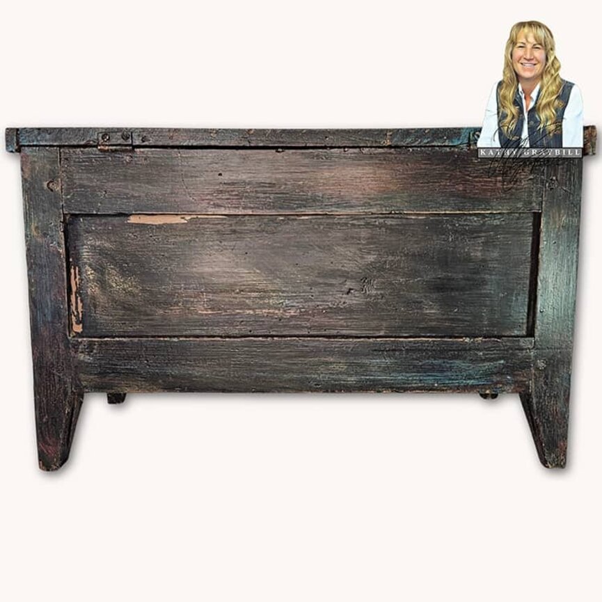 Kathy Graybill Hand Painted Black Antique Mini Chest - 25.5" x 12" x L 16"