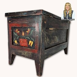 Kathy Graybill Hand Painted Black Antique Mini Chest - 25.5" x 12" x L 16"