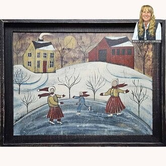 Salt Box House, Barn & Skaters Original Artwork
