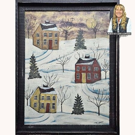 Salt Box Houses Landscape Original Artwork