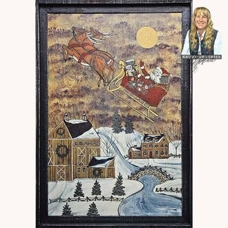 Santa with Flying Reindeer Original Artwork - Large