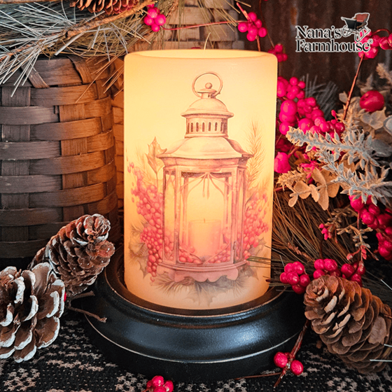 Copper Christmas Lantern Candle Sleeve Antique Vanilla
