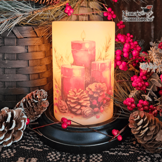 Red Triple Candles Candle Sleeve Antique Vanilla