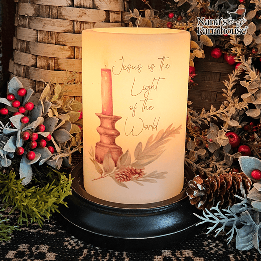 Jesus Light of the World Candle Sleeve Vanilla