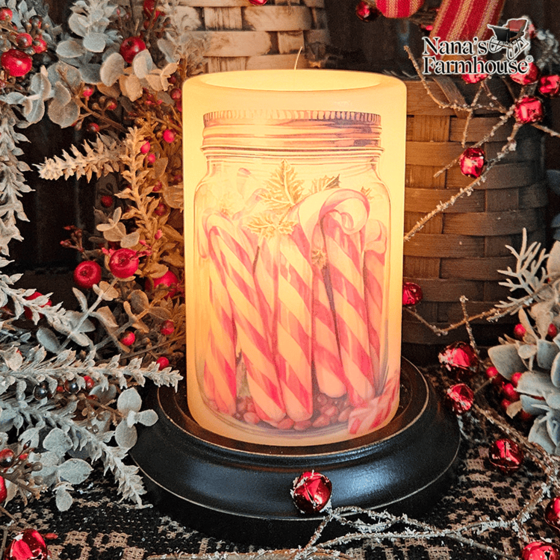 Candy Cane Jar Candle Sleeve