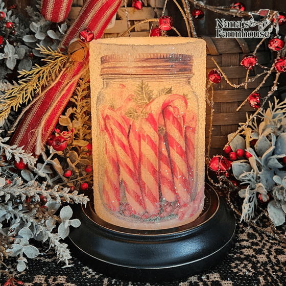 Candy Cane Jar Candle Sleeve Gum Drop