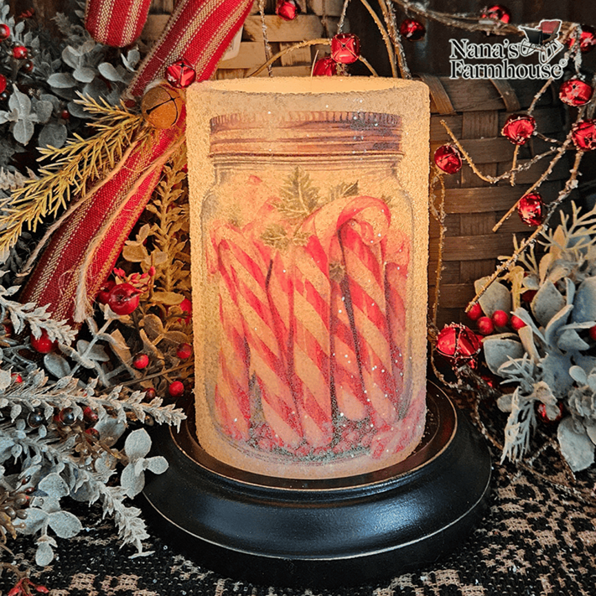 Candy Cane Jar Candle Sleeve - Gum Drop